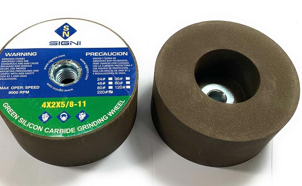 2 - Pack 4" Green Silicon Carbide Grinding Stone - for Shaping Terrazo, Marble, Travertine, Granite - Arbor 5/8" - 11 (Grit 120)