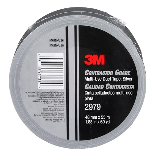 3M 2979 Multi-Use Duct Tape, Silver, 1.88 in x 60 yd x 7 mil, 1 Pack, Temporary Repair, Patching, Tabbing, Capping Pipe, Marking, Labeling