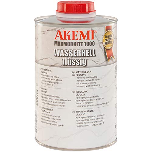 1 Qt. AKEMI Marmorkitt 1000 WASSERHELL FLUSSIG Water Clear Flowing Polyester Adhesive (Poly.10720)
