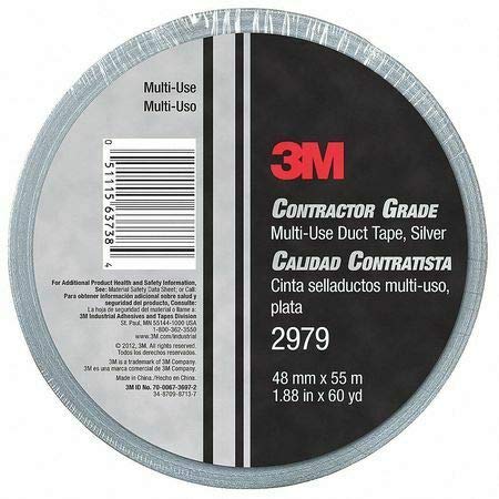 3M Contractor Grade Multi-Use Duct Tape 2979, Silver, 1.88 in x 60 yd, 24 per case, Individually Wrapped