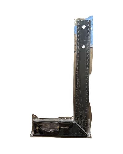 12" Tooltekt Woodworking Square Ruler, Multi-Angle Measuring Multifunctional Right Angle Ruler, Universal Combination Angle L Square for Precise Measuring, Drawing (Black, 12")